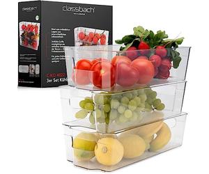 Ensemble 3 organiseurs réfrigérateur Classbach - Cuisine organisée, adaptables au congélateur -40°C, sans BPA - C-KO 4022 pour plus de praticité