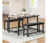 Ensemble 3 pièces 1 Table 4 chaises MDF métal laqué Cuisine Ensemble Table et chaises pour Salle à Manger-GRIS/NOIR