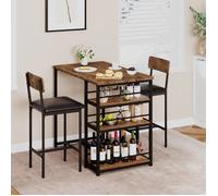 Ensemble 3 pièces 1 Table et 2 chaises,Ensemble Table et chaises - table de bar - Style rétro,pour Salle à Manger Brun