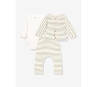 Ensemble 3 pièces bébé rayé vert 1M(54CM)