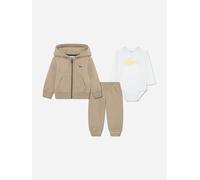 Ensemble 3 pièces body gilet à capuche et bas beige / blanc 18M(81CM)