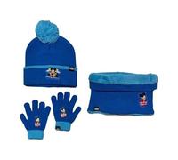 Ensemble 3 Pieces Bonnet, Tour de cou et Gants Mickey Disney (Set gants Bonnet + Tour de cou Mickey Mickey)