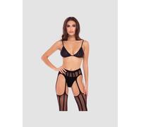 Ensemble 3 Pièces Collant Porte-Jarretelles Noir