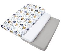 Medi Partners Drap Housse 60x120 Lot de 3 Draps lit Bebe Matelas Enfant Bébé - 100% Coton Fitted Draps Lit pour Baby Bed Cover Sheets Matela literie Mattress Couette (Boho Animals-Blanc-Gris)