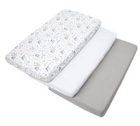 Ensemble 3 pièces de drap housse pour lit bébé 120x60 cm, 100 % coton, pour matelas bébé, Clairière, Medi Partners