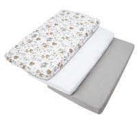 Ensemble 3 pièces de drap housse pour lit bébé 120x60 cm, 100 % coton, pour matelas bébé, Faons, Medi Partners