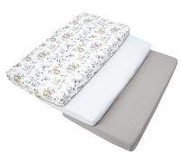 Medi Partners Drap Housse 60x120 Lot de 3 Enfant Bébé - 100% Coton Fitted Lit pour Baby Bed Cover Sheets literie Mattress Couette (Cerf et Écureuil-Blanc-Gris)