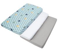 Ensemble 3 pièces de drap housse pour lit bébé 120x60 cm, 100 % coton, pour matelas bébé, Forêt, Medi Partners