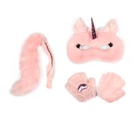 Ensemble 3 pièces déguisement en peluche pour enfant licorne rose