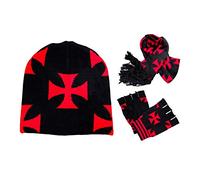 Ensemble 3 pièces d'hiver Croix de fer : bonnet oreilles, écharpe + gants sans doigts Cross Iron 3 pièces : bonnet oreilles, scarf + gants sans doigts