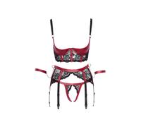 Ensemble 3 Pièces Effet Cuir & Dentelle