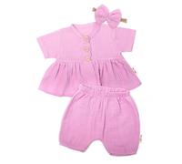 Ensemble 3 pièces en mousseline Baby Nellys, tunique/jupe, short, bandeau, rose, taille 80