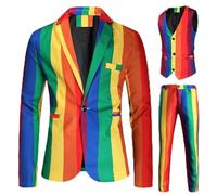 Ensemble 3 Pièces Hommes Impression/Épissage Personnalité Costumes/Gilet/Pantalon Hommes Fête Exposition Halloween Noël Ensemble Hommes Printemps Automne Décontracté Ensemble Homme