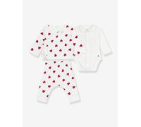 Ensemble 3 pièces imprimé coeurs bébé cardigan cache-coeur, pantalon et body blanc 12M(74CM)