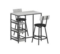 HOMCOM Ensemble Table de Bar avec tabourets, Table à Manger Debout avec 2 chaises de Bar, avec étagères, pour Salle à Manger, Cuisine, Gris et Noir