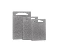 classbach® set di 3 taglieri in plastica, lavabili in lavastoviglie, tagliere da cucina con canale per il succo senza BPA in plastica PP, adatto agli alimenti, aspetto marmo grigio chiaro