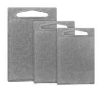 classbach® set di 3 taglieri in plastica, lavabili in lavastoviglie, tagliere da cucina con canale per il succo senza BPA in plastica PP, adatto agli alimenti, aspetto marmo grigio chiaro