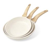 Ensemble 3 poêles granit blanc 20/24/28 cm antiadhésives,compatibles induction,saines et durables,idéales pour la cuisine quotidie