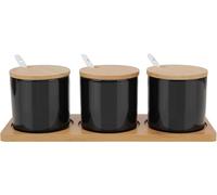 Ensemble 3 Pots à Épices Céramique Noirs avec Cuillère Vendos85