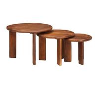 Ensemble 3 tables basses gigognes en bois de manguier massif miel - carrées 54x54x40 cm