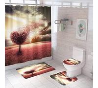 Ensemble 3 Tapis Salle De Bain 50X80Cm Arbre d'amour Tapis Antidérapant Microfibre Absorbant, Tapis De Douche + Contour WC