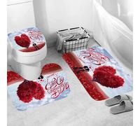Ensemble 3 Tapis Salle De Bain Amour Antidérapant Absorbant Tapis Toilette, Microfibre Tapis De Douche en Forme De U + Contour WC 45X75Cm