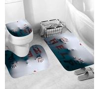 Ensemble 3 Tapis Salle De Bain Empreinte De Main Antidérapant Absorbant Tapis Toilette, Microfibre Tapis De Douche en Forme De U + Contour WC 50X80Cm