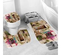 Ensemble 3 Tapis Salle De Bain Maison Antidérapant Absorbant Tapis Toilette, Microfibre Tapis De Douche en Forme De U + Contour WC 40X60Cm