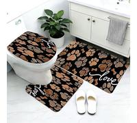 Ensemble 3 Tapis Salle De Bain Pattes en Terre Cuite Antidérapant Absorbant Tapis Toilette, Microfibre Tapis De Douche en Forme De U + Contour WC 50X80Cm