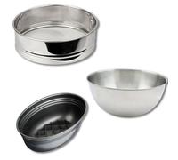 Fackelmann 9983050 Ensemble 3 ustensiles spécial Pain, Bol Cul de Poule, Tamis à Farine, Moule à Pain, Cuisson du Pain, Fait Maison, Acier, Acier Inoxydable, Noir, INOX, Gris, De 18 à 25 cm