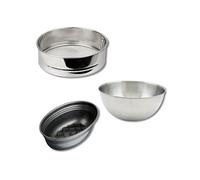 Fackelmann 9983050 Ensemble 3 ustensiles spécial Pain, Bol Cul de Poule, Tamis à Farine, Moule à Pain, Cuisson du Pain, Fait Maison, Acier, Acier Inoxydable, Noir, INOX, Gris, De 18 à 25 cm