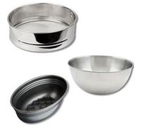 Fackelmann 9983050 Ensemble 3 ustensiles spécial Pain, Bol Cul de Poule, Tamis à Farine, Moule à Pain, Cuisson du Pain, Fait Maison, Acier, Acier Inoxydable, Noir, INOX, Gris, De 18 à 25 cm