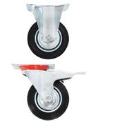 Ensemble 32 pcs roulettes 100 mm caoutchouc et fer zingué, 16 fixes 16 pivotantes frein, capacité 70 kg, pour chariot, diable, atelier, manutention, transport, stockage