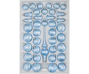 Ensemble 39 Verre Boules de Noël en Couleur Glacé Bleu Argent Pluie- décorations pour Arbres - Sapin - Arbre de Noël
