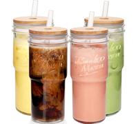 Ensemble 4 Bocaux Mason 700 ml avec Couvercles & Pailles Vendos85