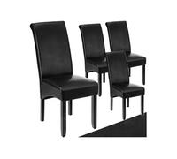 Chaises - TECTAKE - Lot de 4 fauteuils de salle à manger aspect cuir avec revêtement synthétique et forme ergonomique - Noir