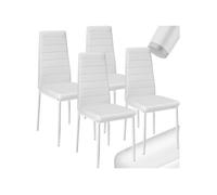 Chaise - TECTAKE - Lot de 4 chaises avec surpiqûre THOMAS dossier haut et ergonomique, pieds en acier, 45 x 48 x 98,5 cm - Blanc