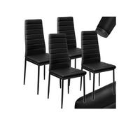 Chaises - TECTAKE - Ensemble 4 fauteuils de salle à manger THOMAS dossier ergonomique rembourrés et revêtement aspect cuir - Noir