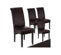 Chaises - TECTAKE - Lot de 4 fauteuils de salle à manger aspect cuir avec revêtement synthétique et forme ergonomique - Marron