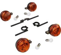 Ensemble: 4 clignotants ronds complets, + lampes 12V et supports de clignotants noirs - pour Simson S50, S51, S70