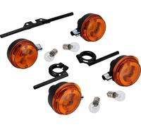 Ensemble : 4 clignotants ronds complets, + lampes 6V et supports de clignotants noirs - pour Simson S50, S51, S70