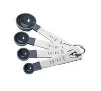 LACOR - 67037 - Ensemble 4 Cuillères à Mesurer, Liquide et Compteur de Nourriture, Pâtisseries, Acier Inoxydable et PP, Empilable, Sans BPA, Lave-vaisselle Convivial, Gris