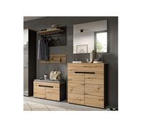 Ensemble 4 meubles d'entrée naturel et anthracite - KANUT