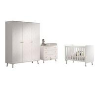 Ensemble 4 Pièces Billy Lit commode grande armoire blanc