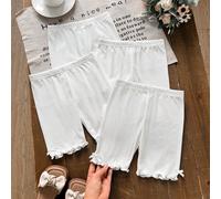 Ensemble 4 pièces de leggings ajustés en tricot côtelé de couleur unie pour jeunes filles, style décontracté, automne/hiver/toutes saisons 6Y,7Y,8Y,4Y,5Y,2-3YUnicolorePolyester
