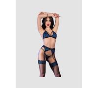 Ensemble 4 Pièces Dentelle CR4468 Bleu & Noir