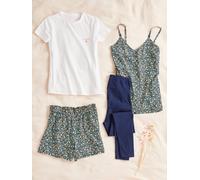 Ensemble 4 pièces homewear grossesse et allaitement pack pyjama fleuri 36