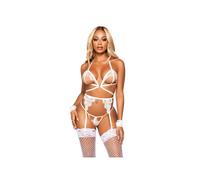 Ensemble 4 Pièces Ouvert 81653 Dentelle Blanche & Menottes