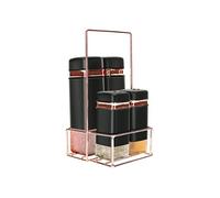 Cheffinger Ensemble 4 Pots à Condiments avec Support en Métal Élégant Solide