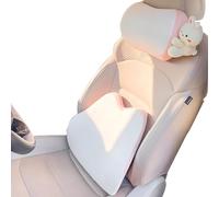 Ensemble 4 saisons universel pour appuie-tête et oreiller lombaire de voiture en mousse à mémoire de forme style dessin animé - Soie respirante pour conduite de longue distance/bureau (lapin, 1 jeu)